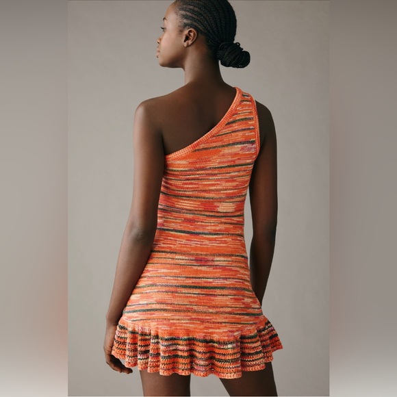 ✨ Anthropologie One-Shoulder Slim Flounce Sweater Dress Sz XS - Picture 4 of 6